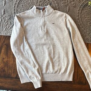 Vineyard Vines Light Gray Quarter-Zip Sweater
